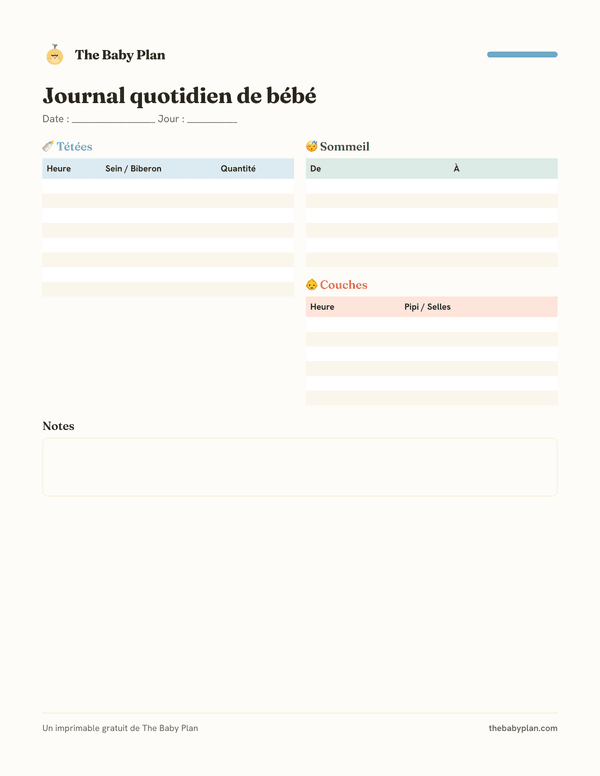 Journal quotidien de bébé