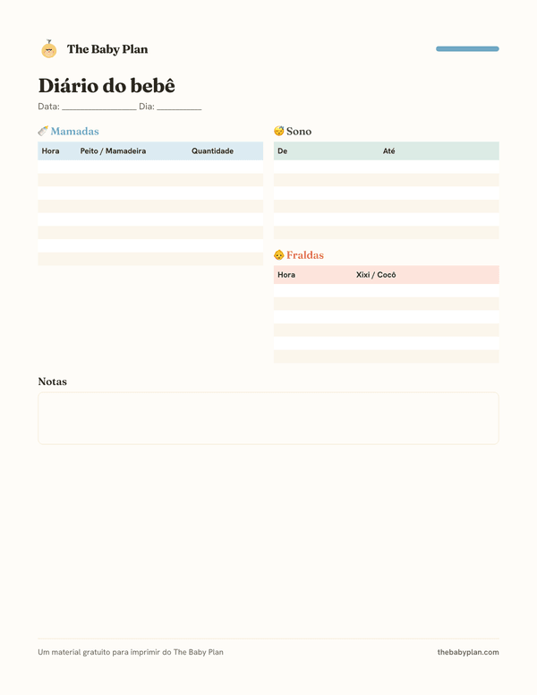 Registro diário do bebê
