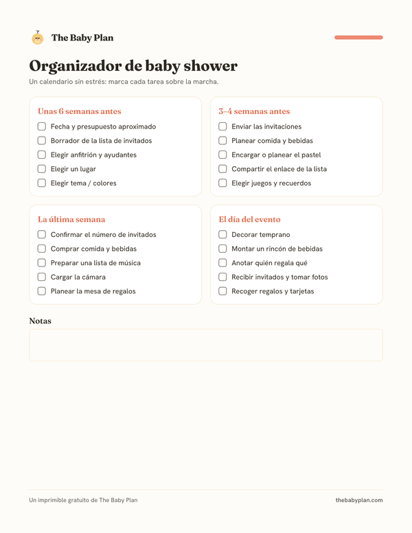 Organizador de baby shower