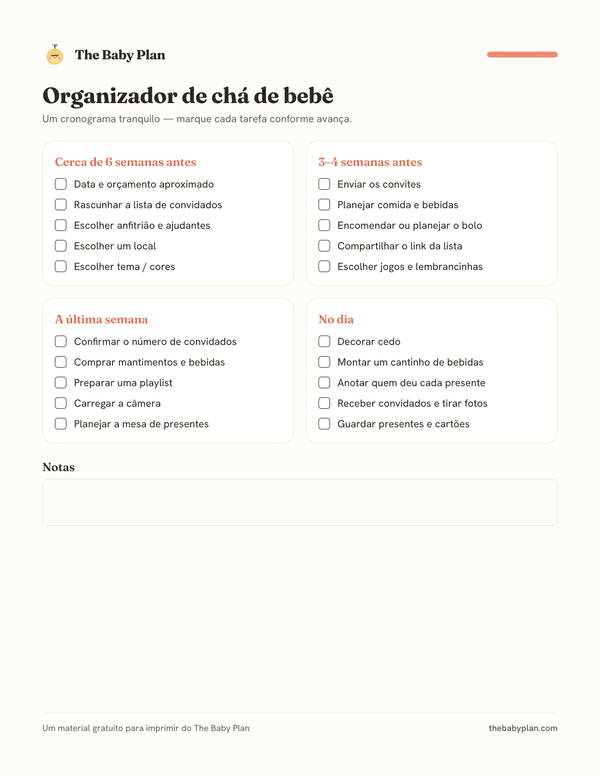 Planejador de chá de bebê