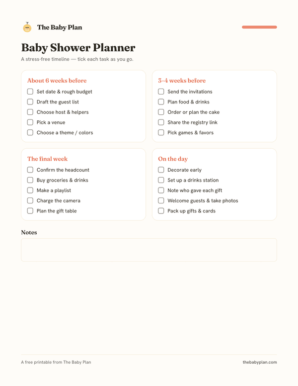 Baby shower planner
