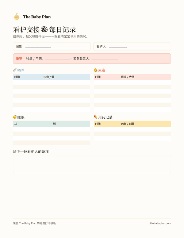看护交接记录表