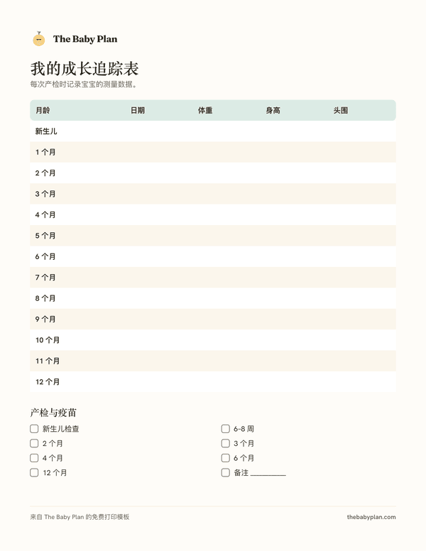 成长追踪表