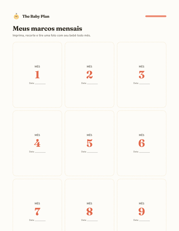 Cartões mensais de marcos