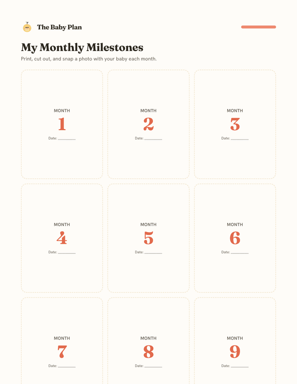 Monthly milestone cards