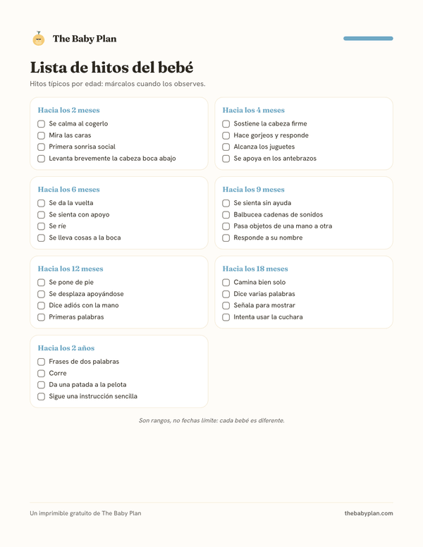 Lista de hitos del bebé