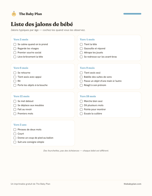 Liste des jalons de bébé